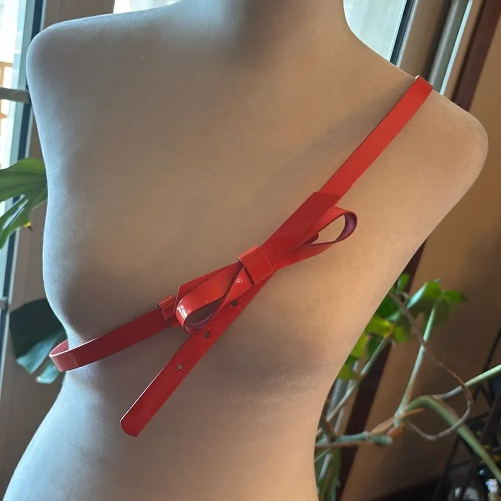 Super Cute Land's End Orange Patent Leather Belt - XL